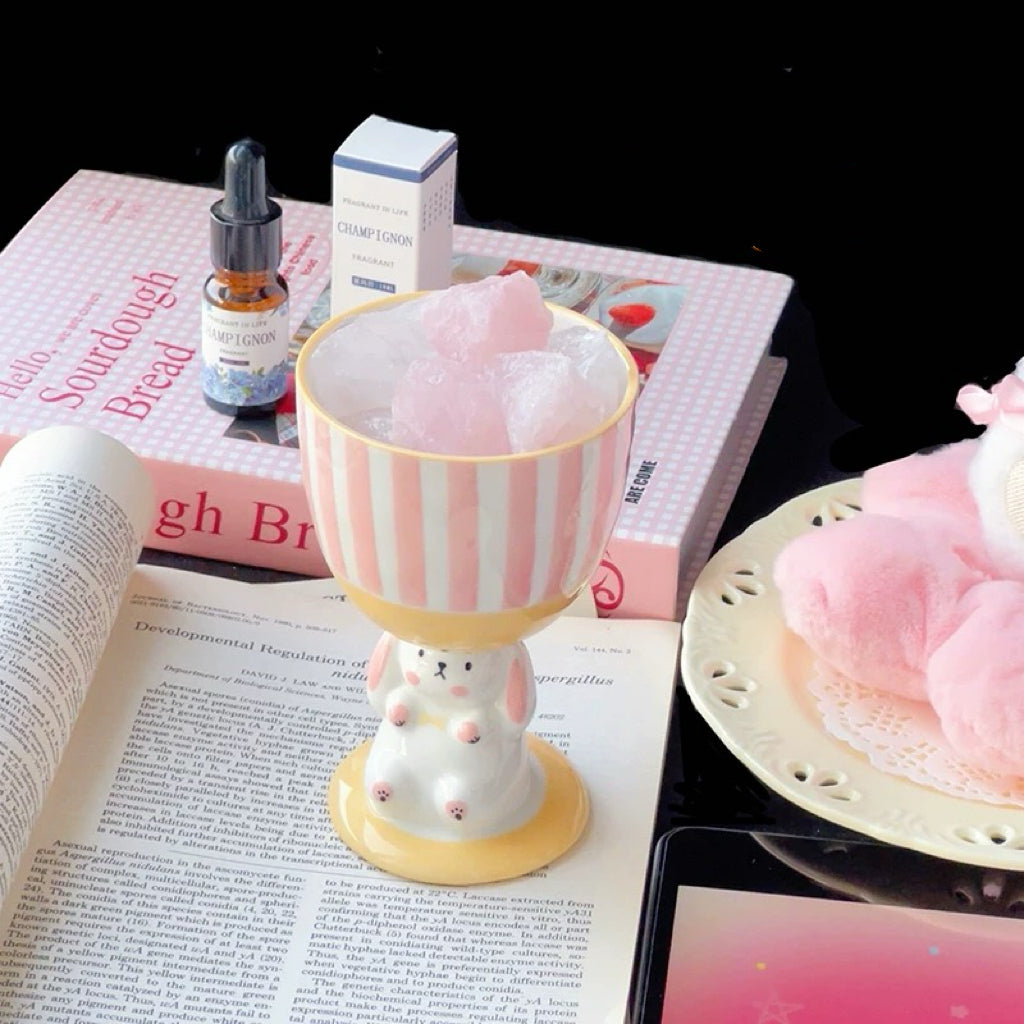 Ceramic Bunny - Clear & Rose Quartz